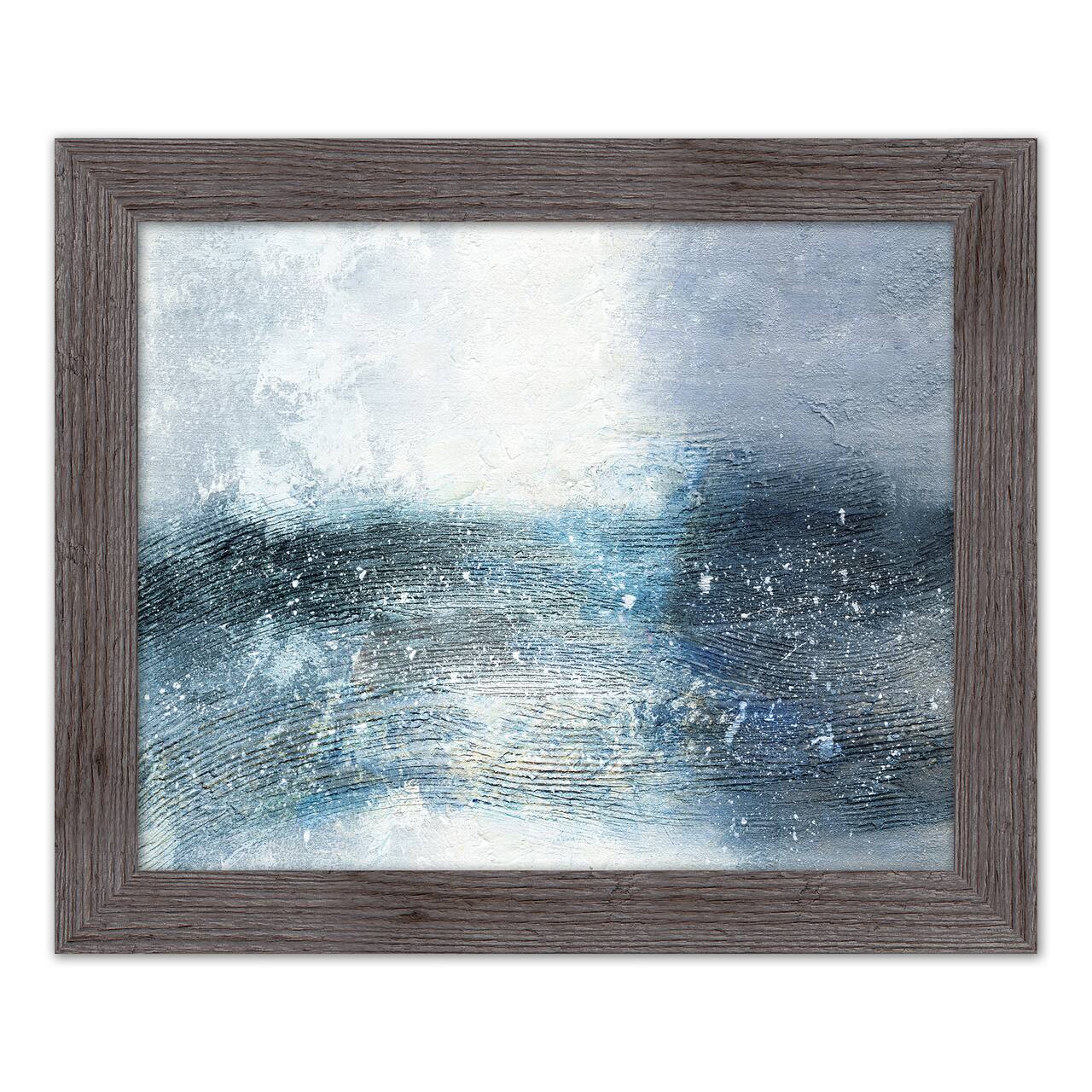 Galaxy Abstract Blues Wall Print in Western Gray Frame
